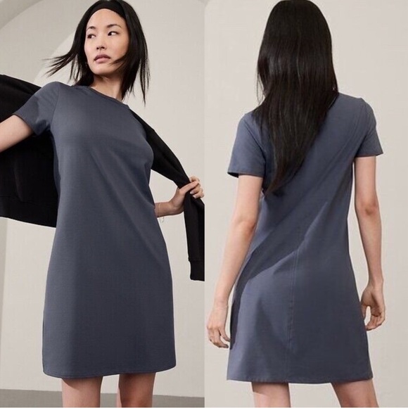 Athleta Dresses & Skirts - Athleta Essential Tee Dress, Granite Blue, Mini Dress, Size Small